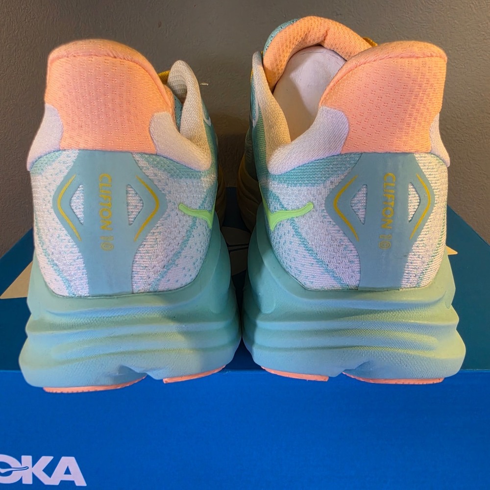 New Men's 11D Hoka Clifton 10 Blue Multi Color Running Gym Shoes 1120530 BBPK - Picture 4 of 9